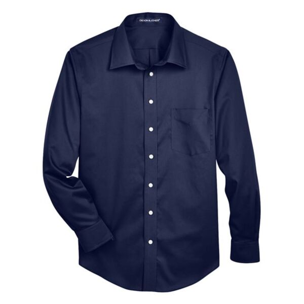 TMG - Men's Crown Collection Solid Stretch Twill Woven Dress Shirt Thumbnail