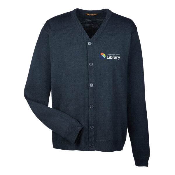 Men's Embroidered V-Neck Button Cardigan Sweater Thumbnail
