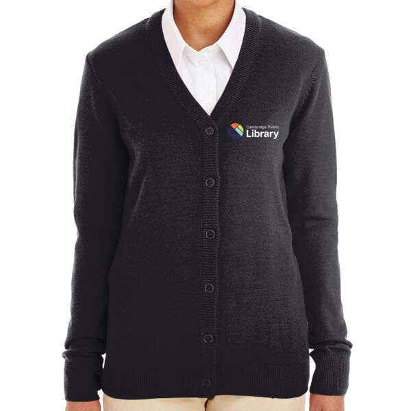 Women's Embroidered V-Neck Button Cardigan Sweater  Thumbnail